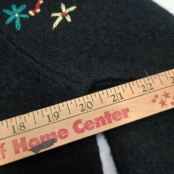 Norm Thompson 100% Wool Black Sweater Cardigan Jacket Embroidery Paisley Small - Picture 4 of 7